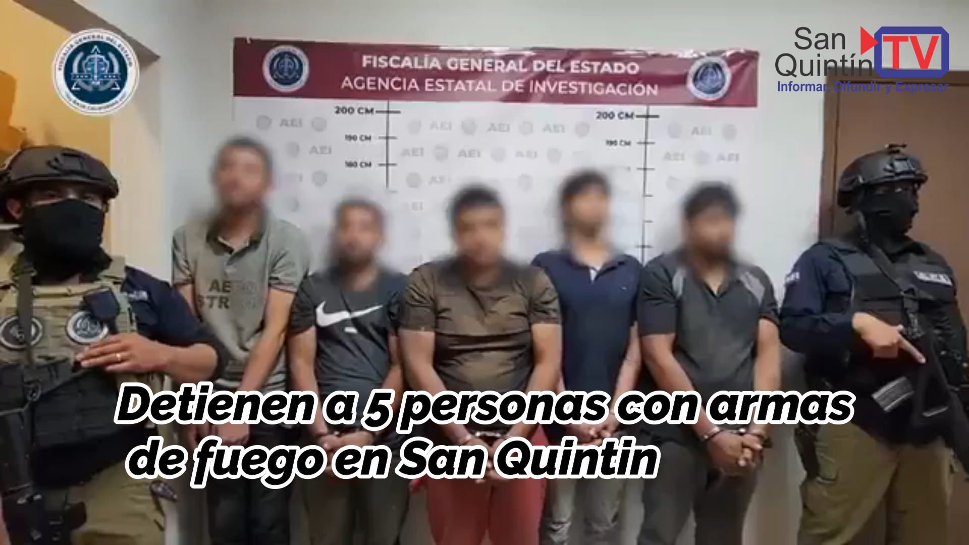 Agencia Estatal detiene a 5 personas armadas