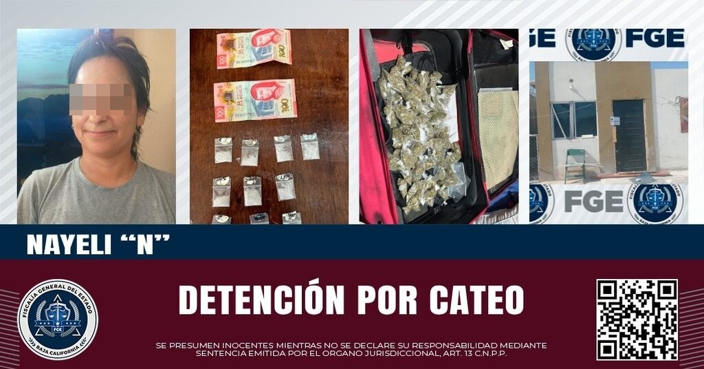La FGE captura a presunta narcomenudista y droga en cateo