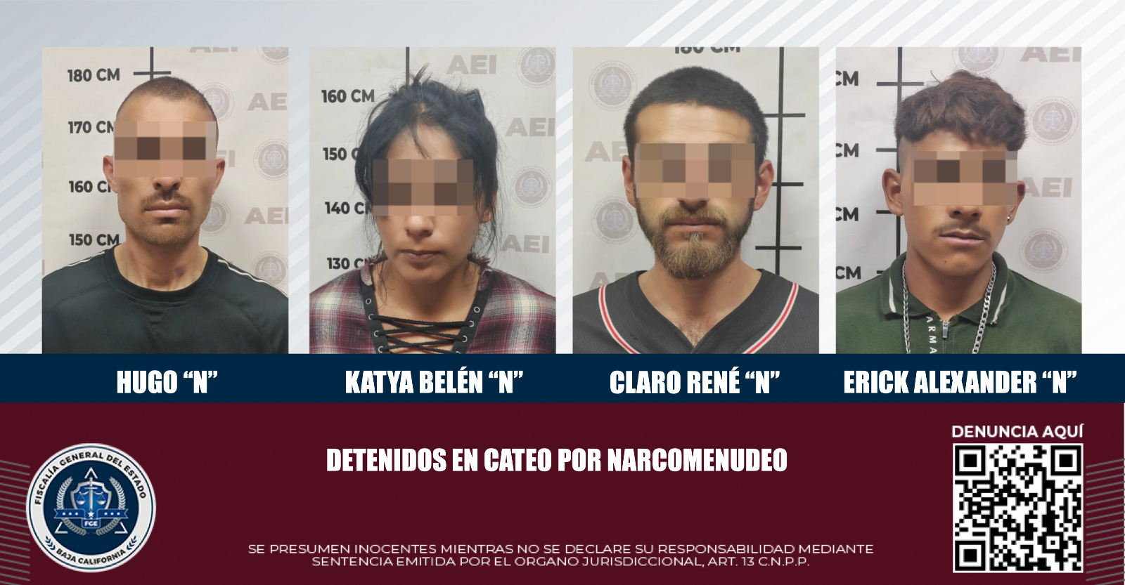 ARRESTAN A TRES HOMBRES Y UNA MUJER POR NARCOMENUDEO