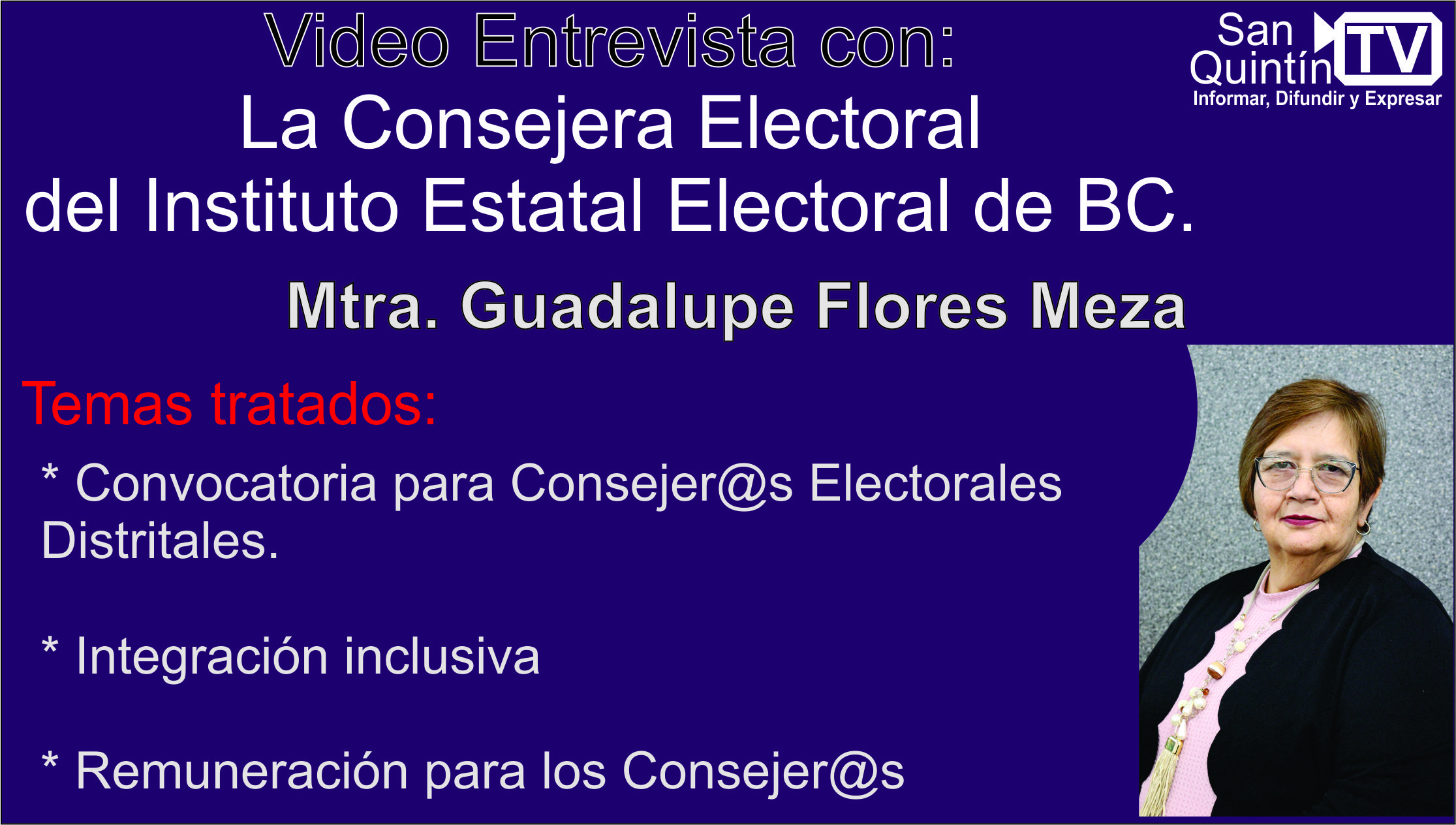 Entrevista con la Consejera del IEEBC, Guadalupe Flores Meza