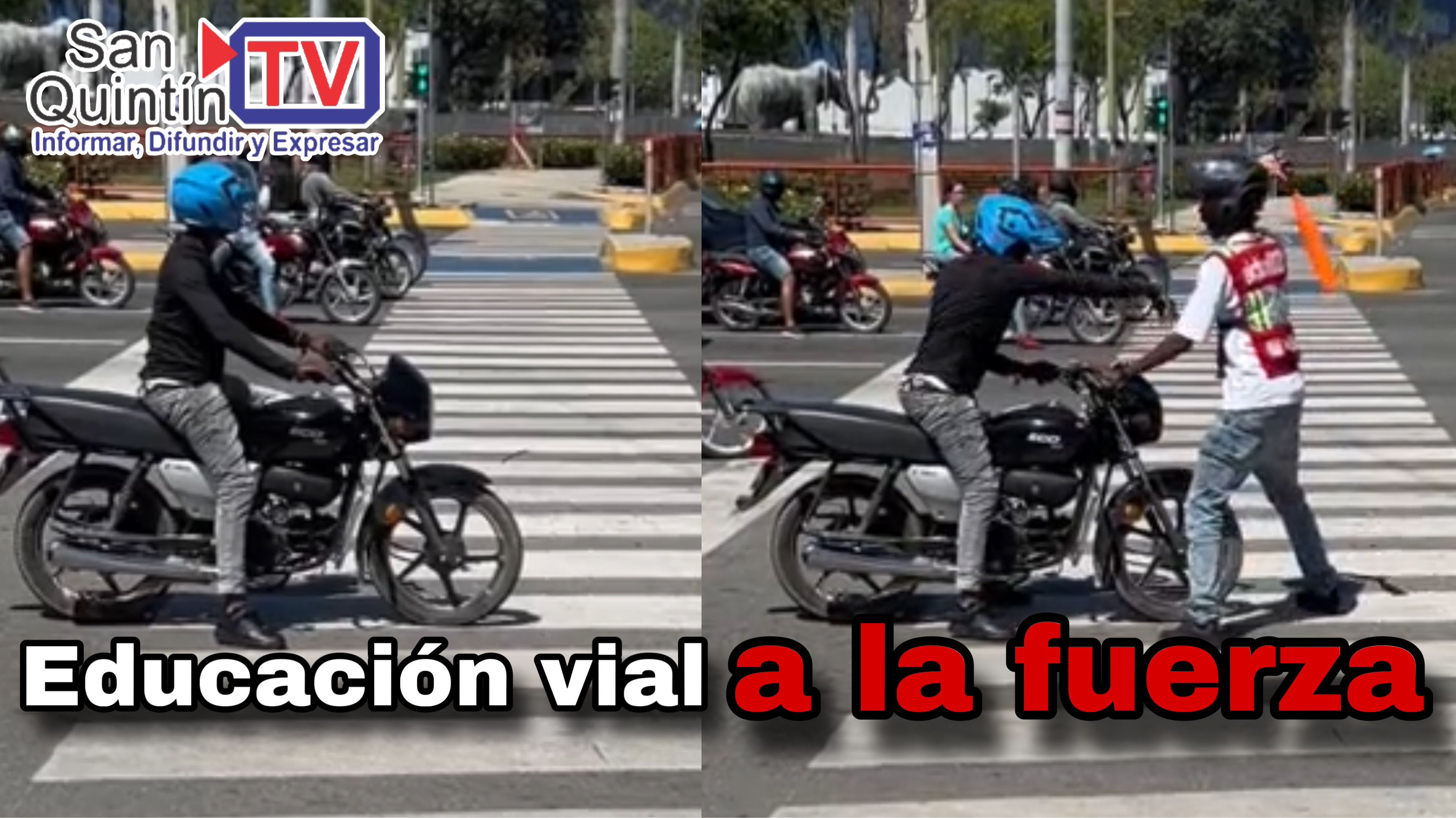 Se arremete contra motociclista por no respetar cruce peatonal