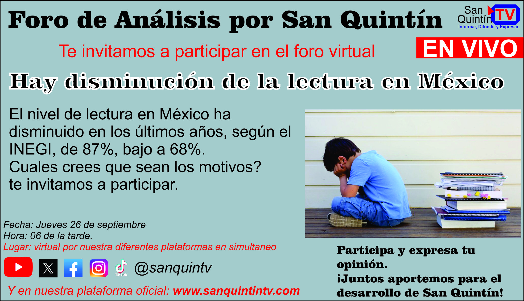 Foro; Hay disminución de la lectura en México