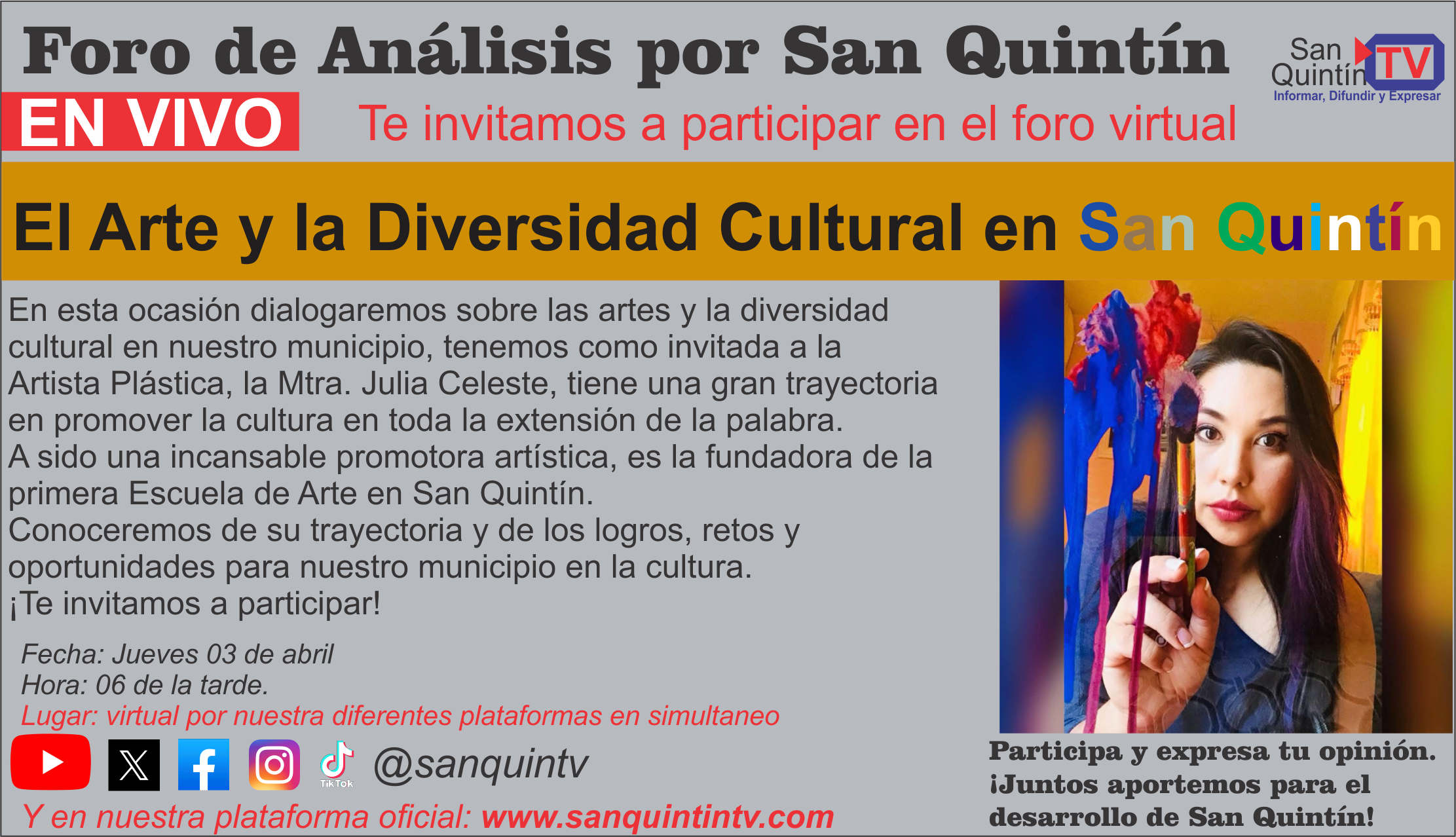 FORO: El Arte y la Diversidad Cultural en San Quintín