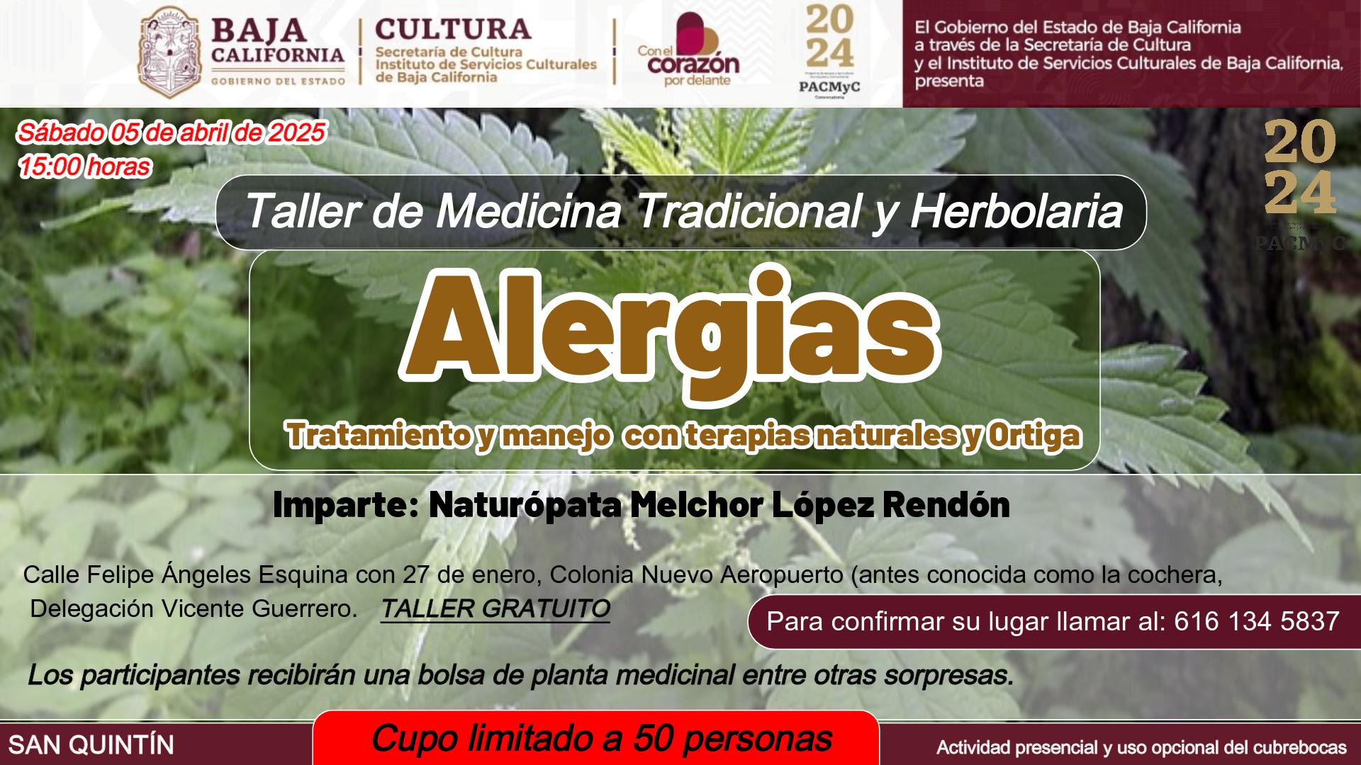 Taller sobre Tratamiento y manejo de las alergias; con terapias naturales y Ortiga