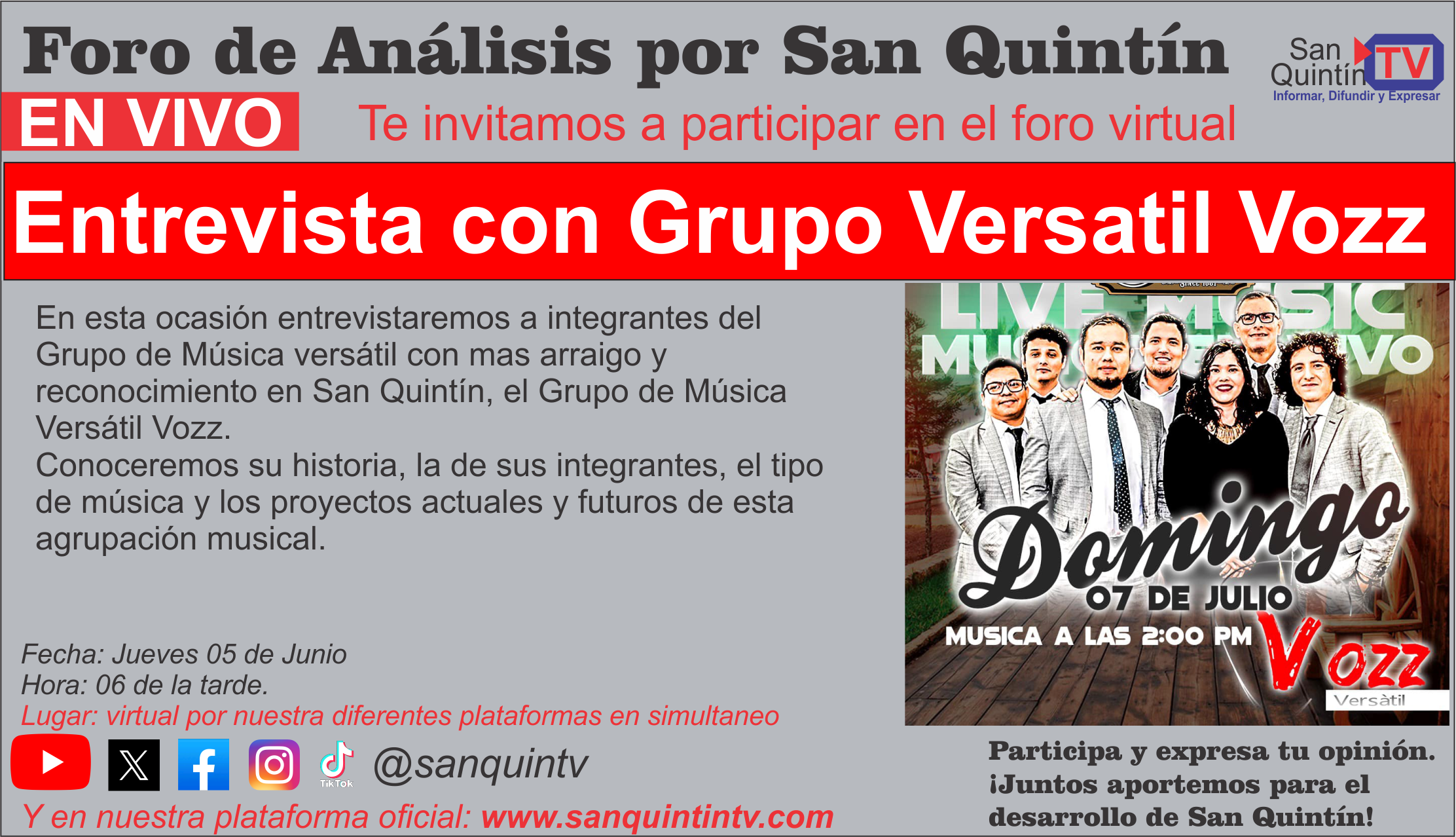 FORO: Entrevista con la Agrupación de Musica Versatil Vozz