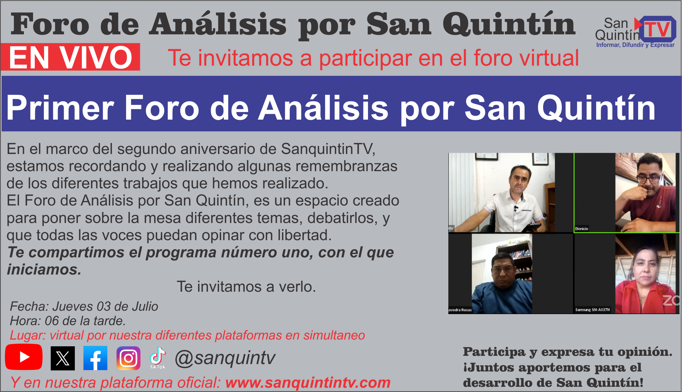 Primer Foro de Análisis por San Quintín