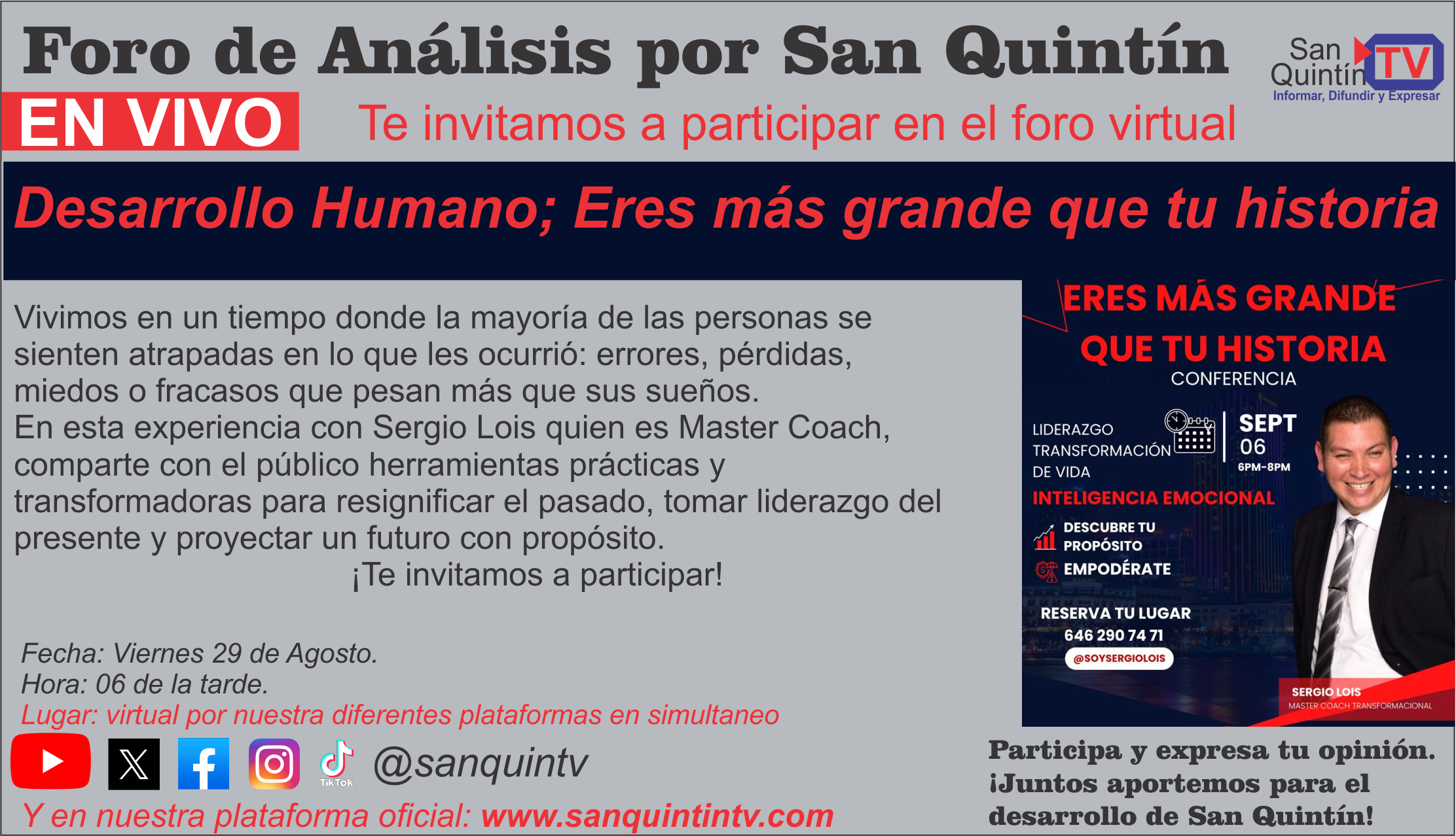 Desarrollo Humano; Eres más grande que tu historia