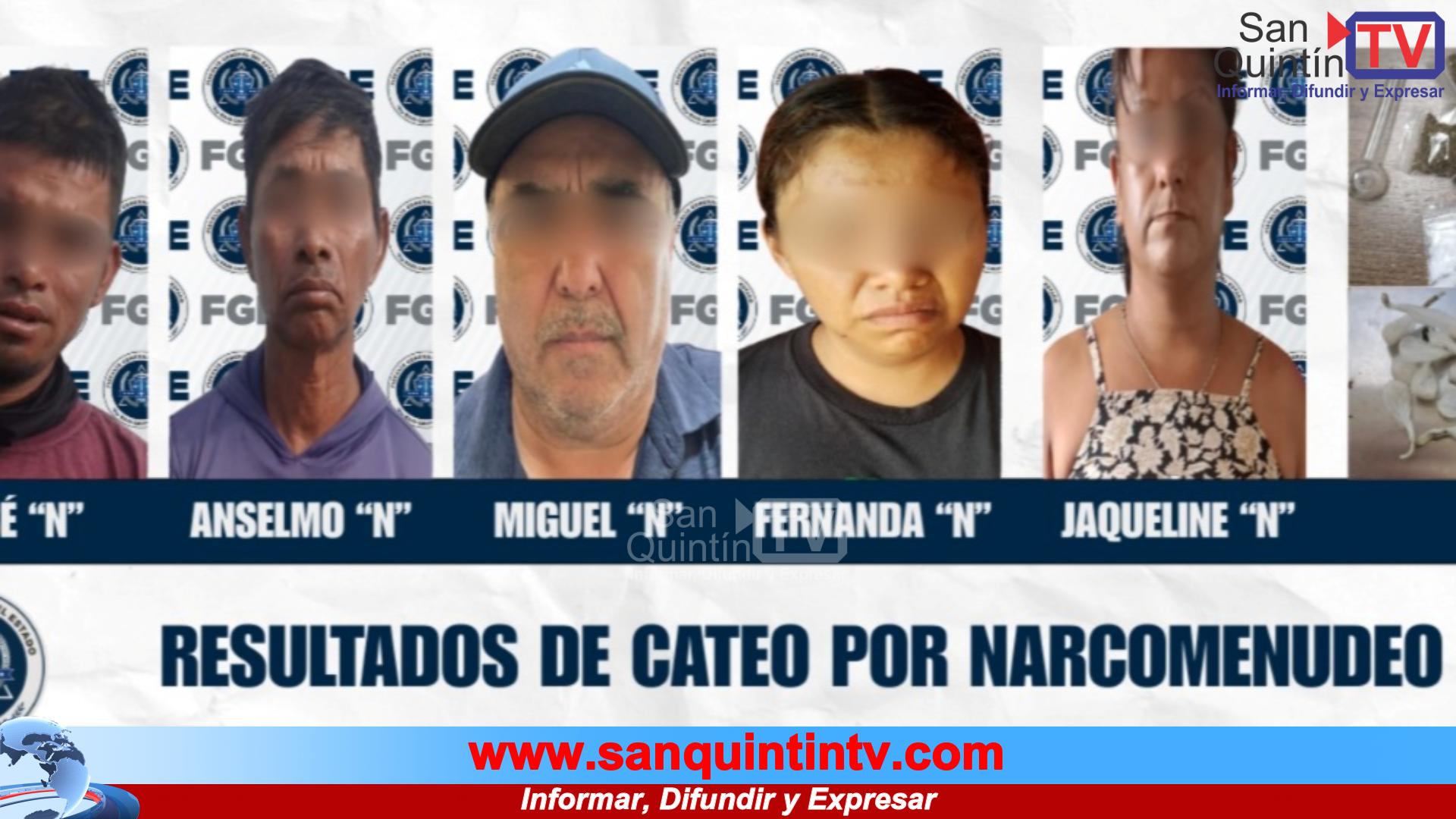 Golpe al narcomenudeo en San Quintín: cinco detenidos y droga asegurada en operativos simultáneos