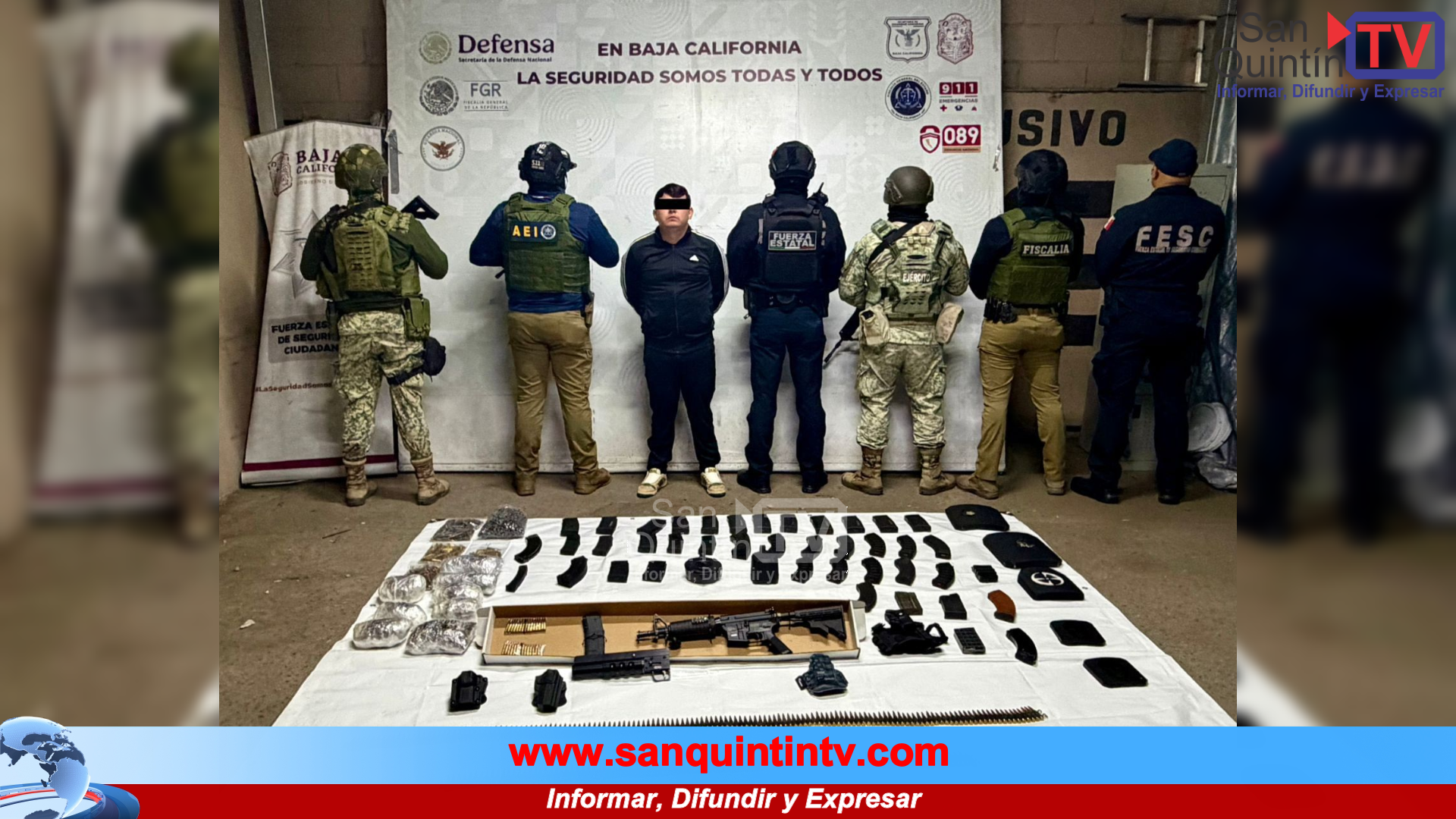 Presunto secuestrador de Jalisco es capturado en Mexicali con armamento de uso exclusivo del Ejército