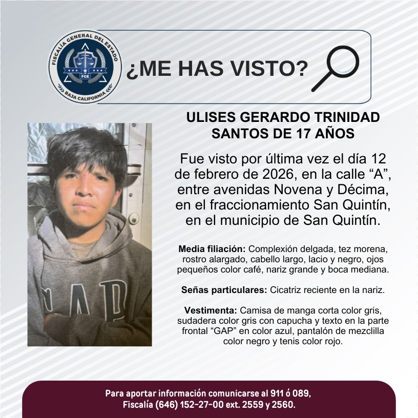 ¿Has visto a Ulises Gerardo Trinidad Santos?