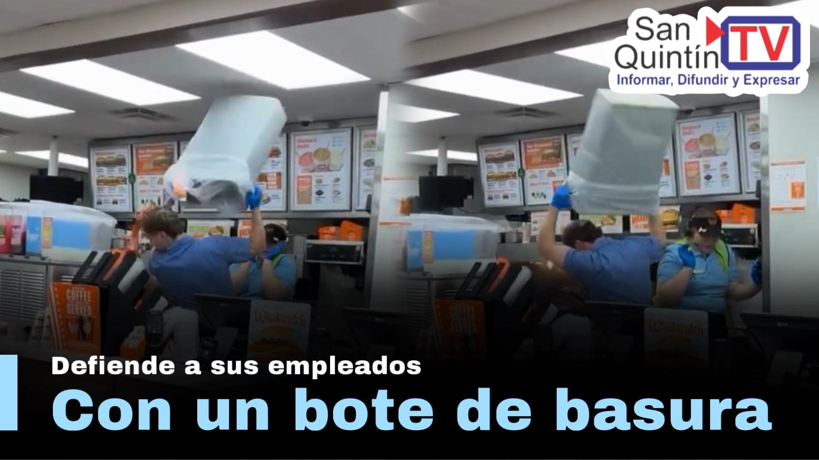 Gerente de Whataburguer se defiende con un bote de basura y el vídeo se vuelve viral