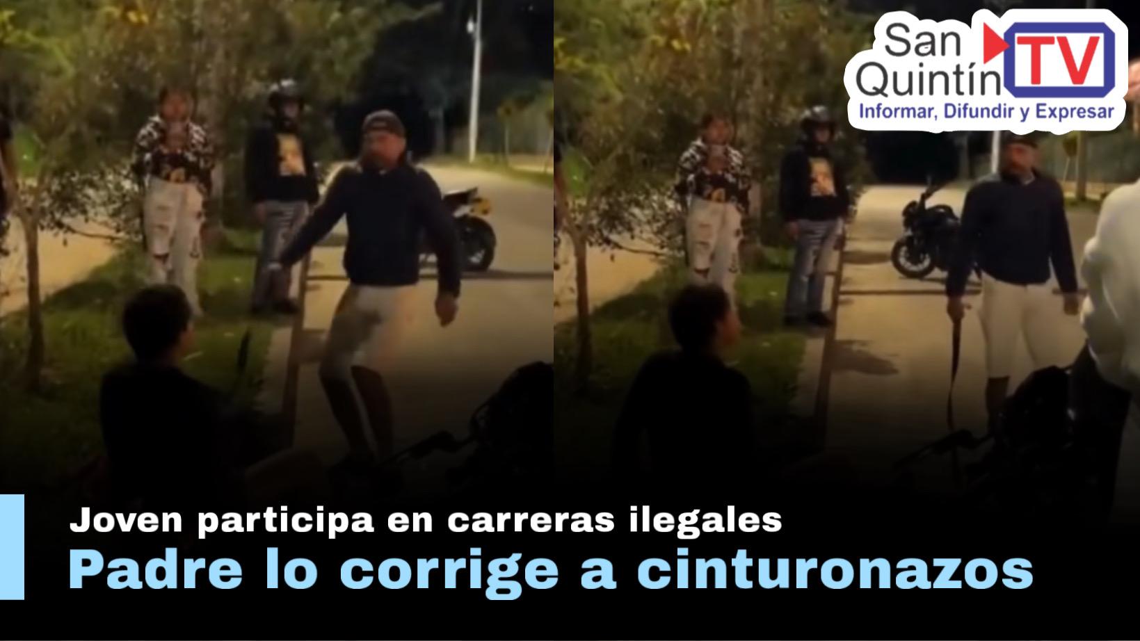 Joven se accidentó en carrera ilegal y su padre lo castiga con cinturonazos
